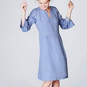 Linen pleates 3/4 sleeve dress